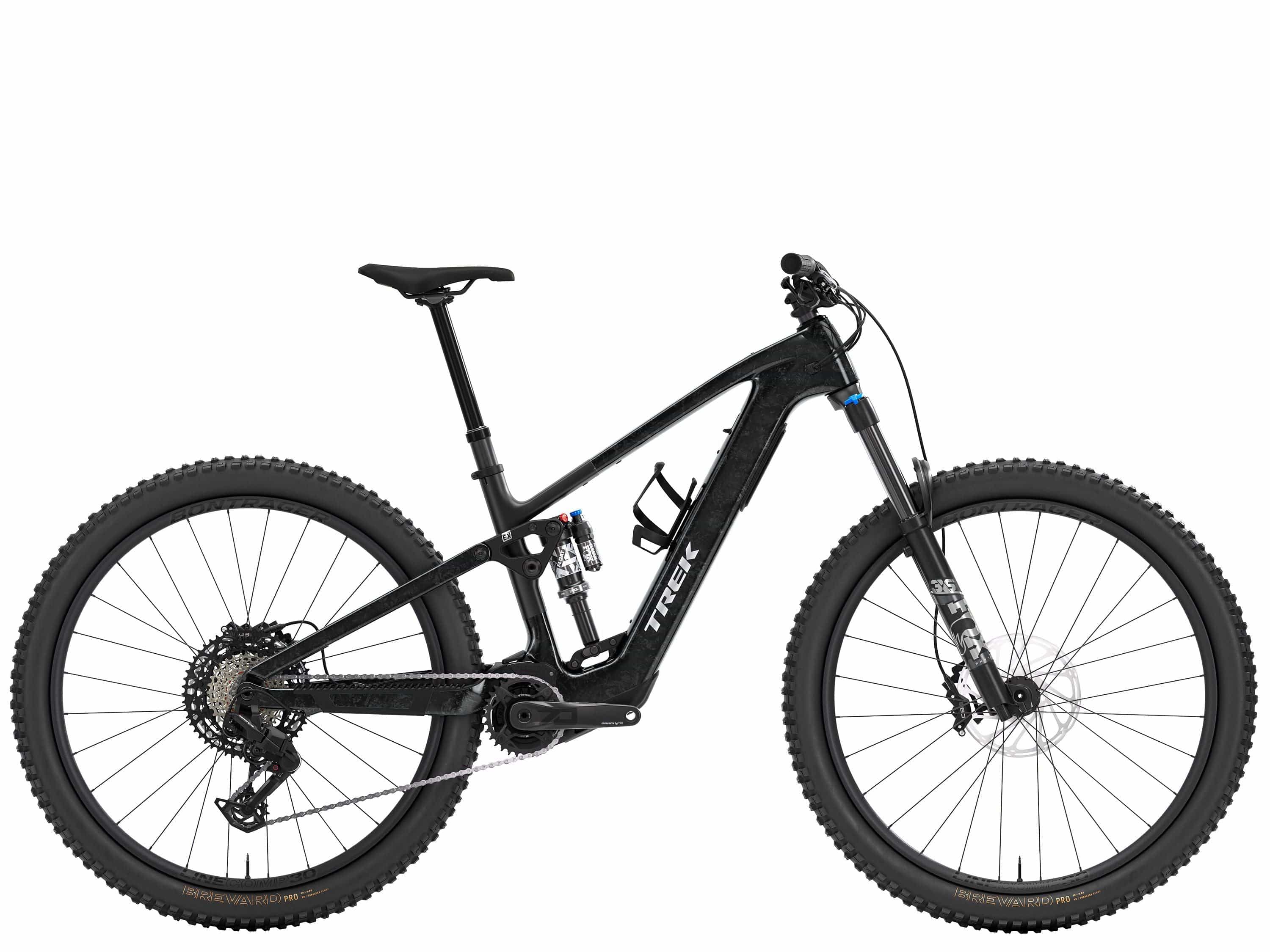 Trek Fuel+ EX 9.7 Gen 2 electric mountain bike with sleek frame and adjustable motor assist, ready for off-road adventures.