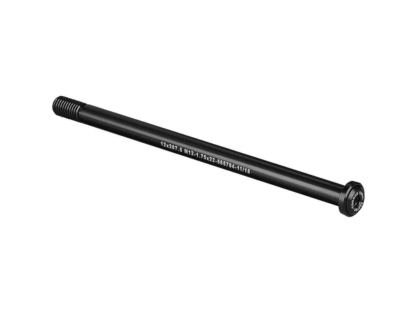 Bontrager Switch Lever Rear Thru-Axle in black, 207.6mm, for secure bicycle wheel attachment and component replacement.