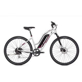 Ridgeback Arcus 1 open frame women’s e-hybrid bike with Shimano Acera gears and disc brakes, designed for versatile riding.