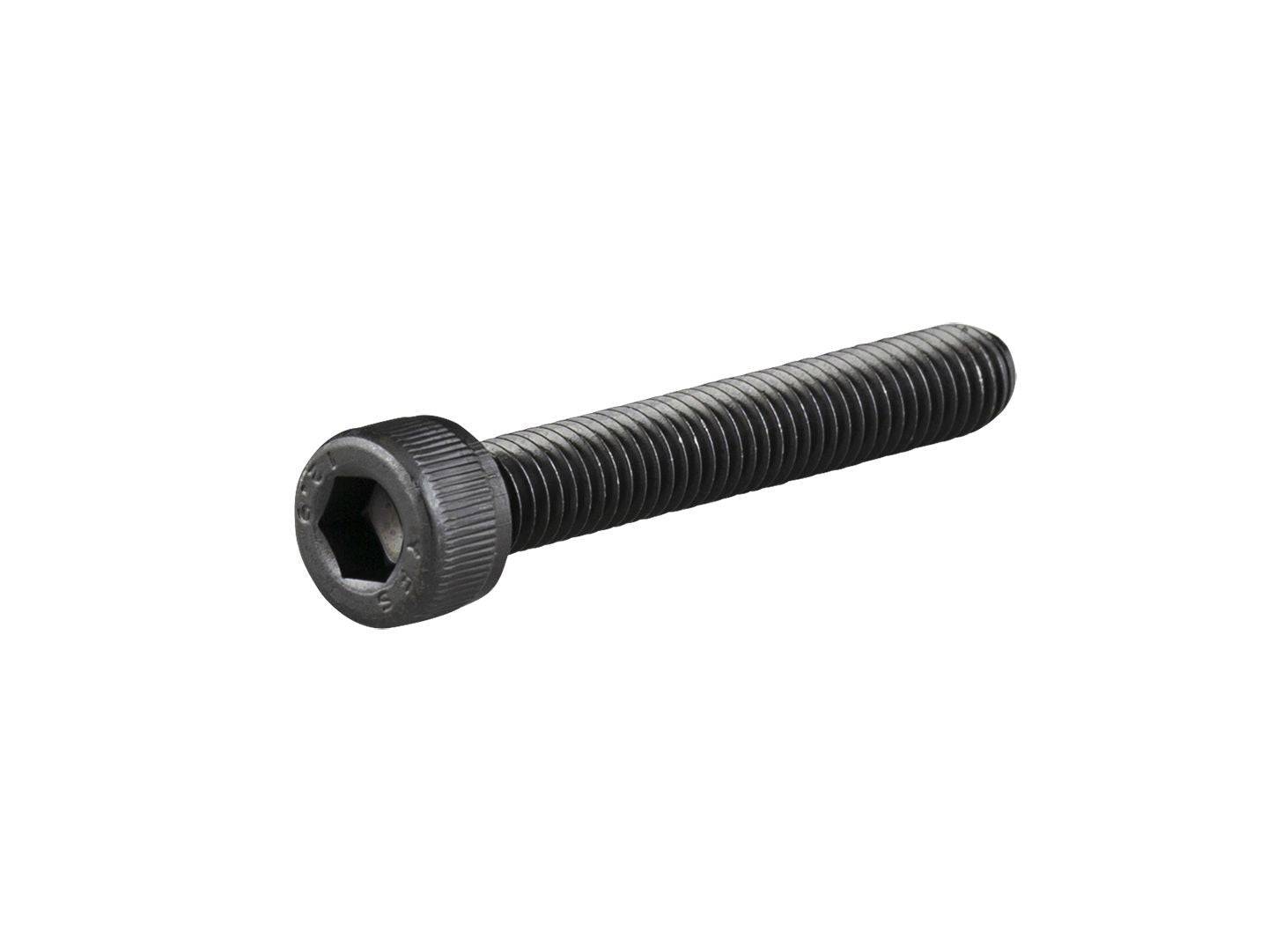 Black Bontrager Blendr adjustable threadless stem bolt M6 x 40mm for bike components, shown installed on a bike handlebar.