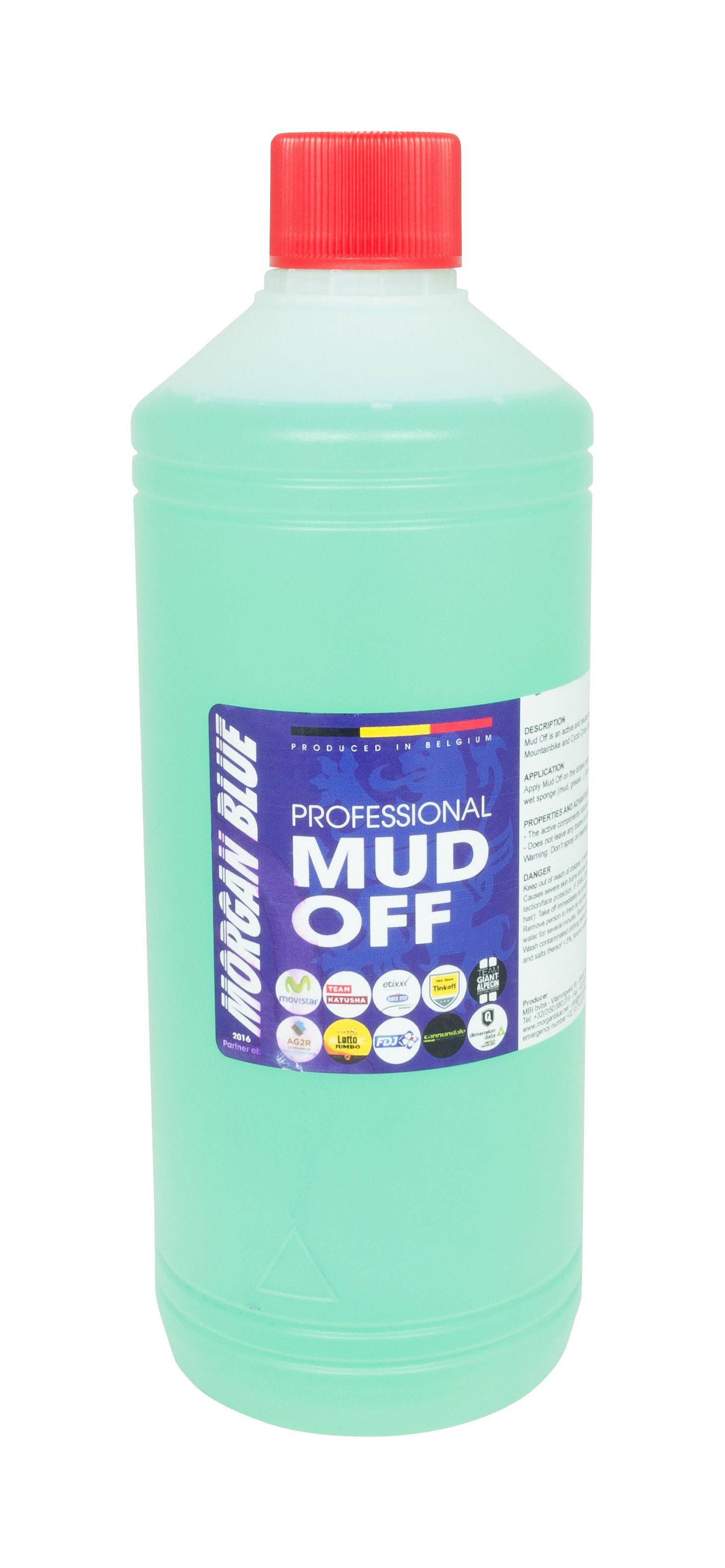 Morgan Blue Mud-Off bike cleaner and lubrication workshop product, showing a bottle of powerful bike cleaning solution.