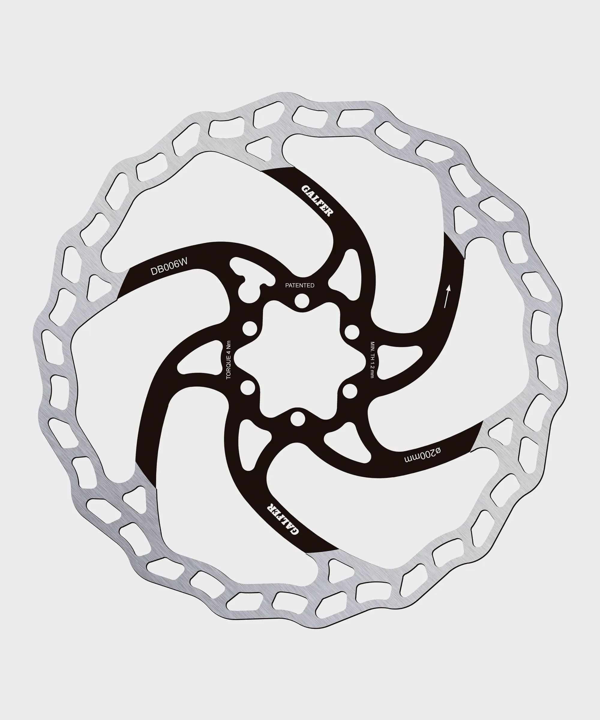 Galfer Wave 6-Bolt disc brake rotor for mountain bikes, high performance MTB brake rotor with wave design and 6-bolt mounting.
