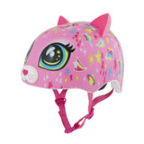 Pink Astro Cat toddler helmet by C-Preme Raskullz, adjustable fit system with safety straps for children ages 48-52cm.