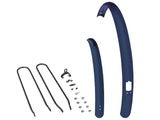 Trek Verve+ Fender Set with Struts, replacement road guards for bikes, black plastic bike fenders with mounting hardware.
