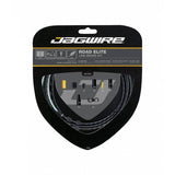 Jagwire Elite Link Road Bike Brake Cable Kit with aluminum link housing, showing cables and housing components on a white background.