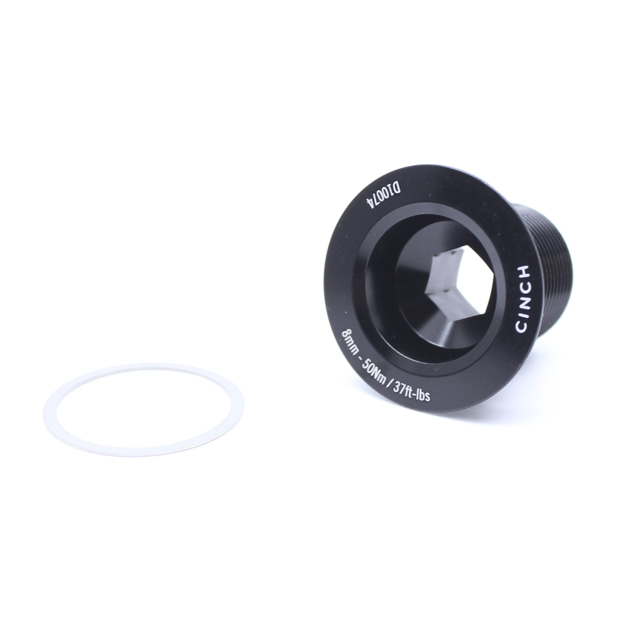 Race Face Cinch NDS M18 bolt and washer for 30mm axle cranksets, compatible with Next SL, SixC, Turbine, Atlas components