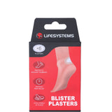 Lifesystems blister plasters with hydro-colloid technology for pain relief and healing, shown on a neutral background.