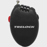 Trelock retractable bike lock with 75cm cable and resettable combination code, designed for secure bicycle accessories.