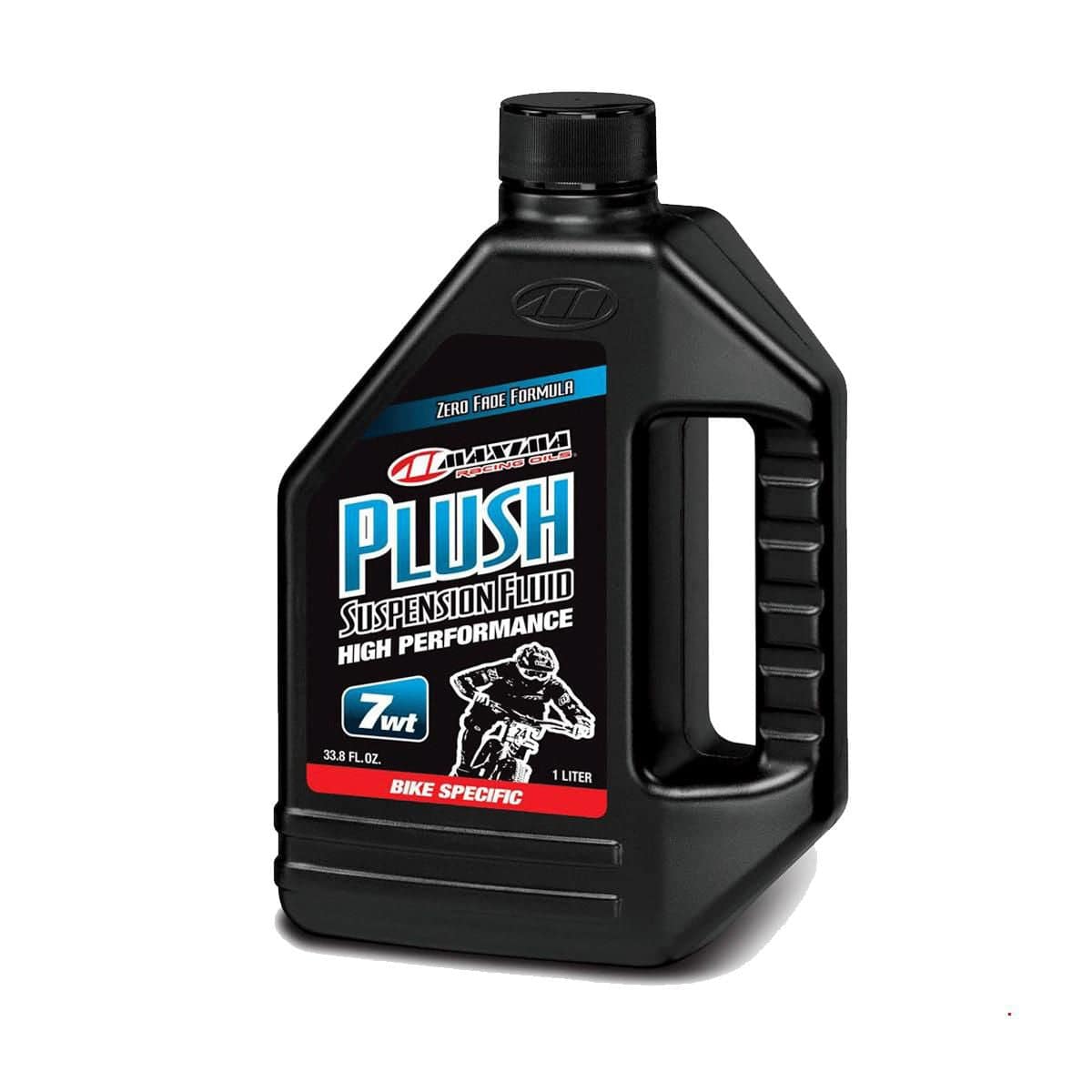 Rock Shox Maxima Suspension Oil PLUSH rear shock fluid in a 1-liter bottle, used for high-quality motorcycle suspension maintenance.