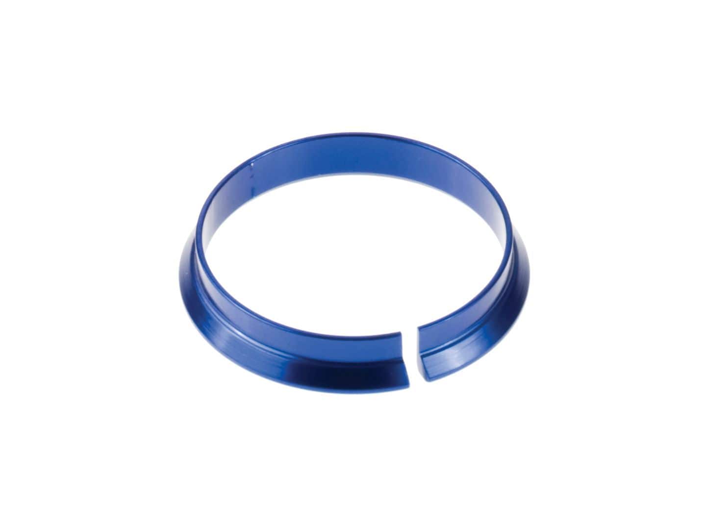 Cane Creek Blue compression rings for bike headset, durable components for secure headset installation on bicycles.