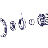 Steel DT Swiss M34 x 1 mm external screw thread ring nut for 3-pawl hubs, shown in close-up with threading details.