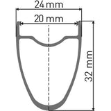 Black DT Swiss RR 521 DB SBWT 32mm semi-aero disc brake rim with Presta-drilled holes, suitable for bike components.
