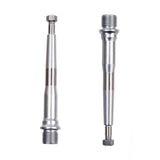 HT Components replacement axles made of CNC Cro-mo and titanium for bike spares and accessories, shown in the image.