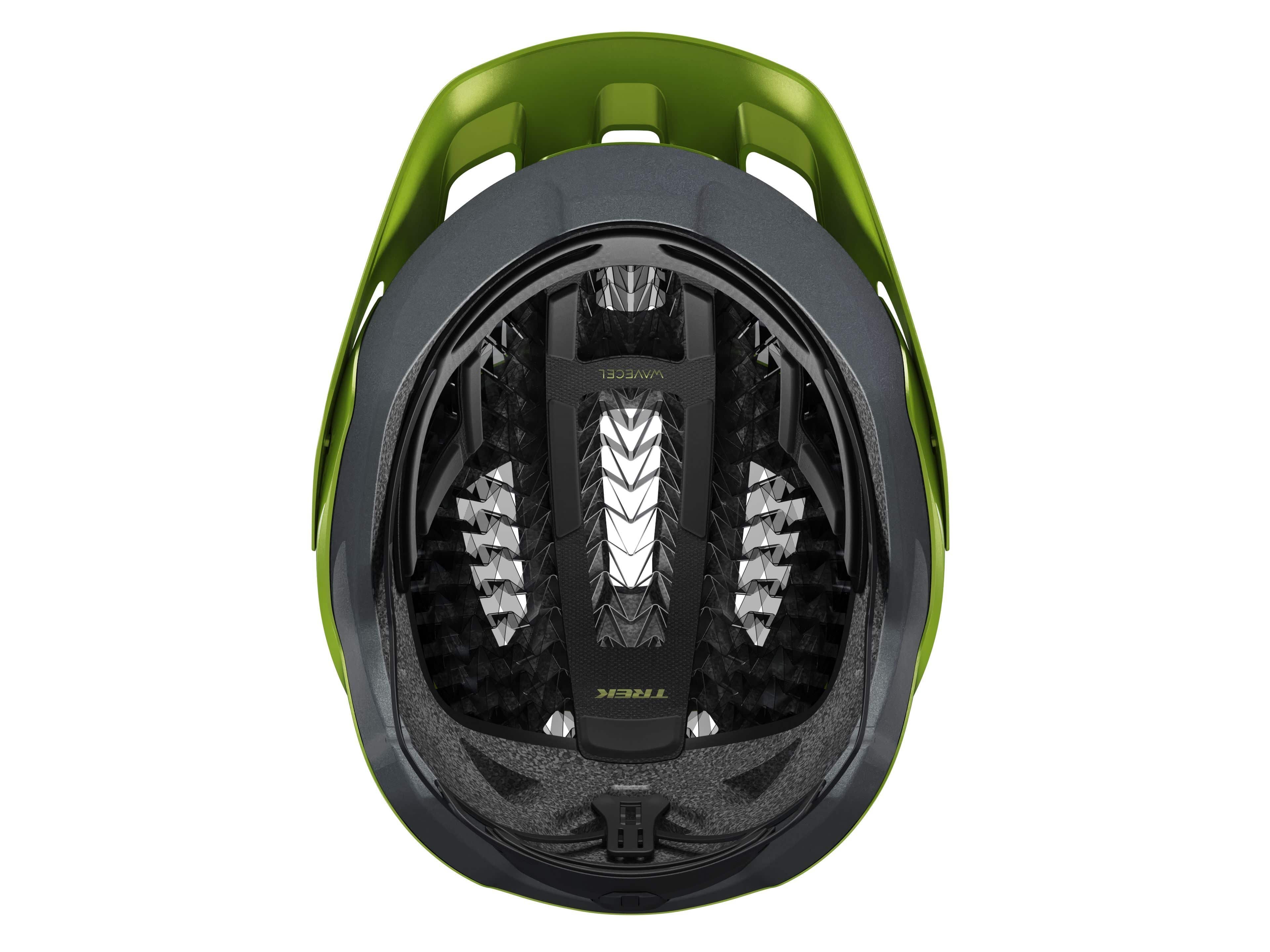 Trek Quantum WaveCel mountain bike helmet with advanced impact protection, showing its aerodynamic design and ventilation features.