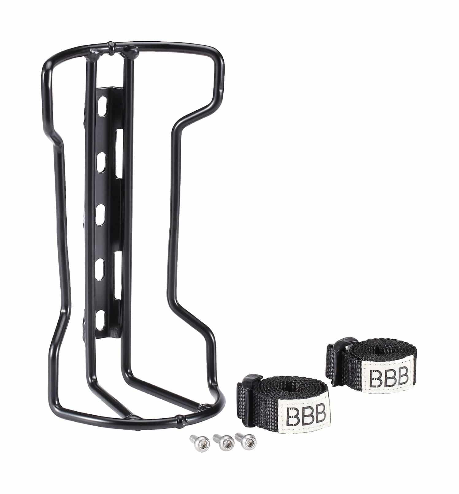 BBB BBC-81 StackRack luggage rack with cargo straps for bike packing, showcasing sturdy metal frame and included straps.
