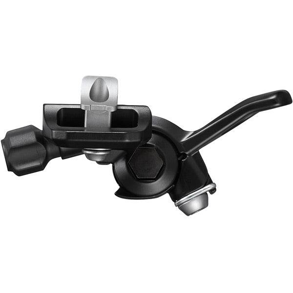 Shimano Deore SL-MT500-L left-hand dropper seatpost lever compatible with I-Spec EV, showcasing ergonomic design and mounting features.