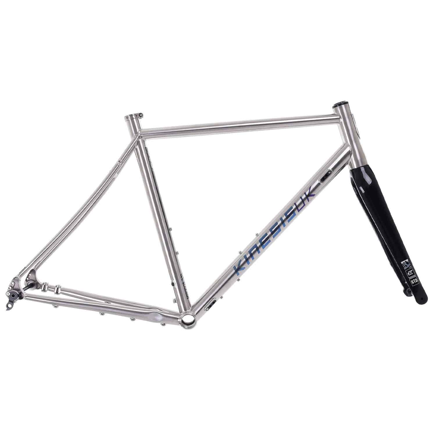 Kinesis UK GTD V2 titanium road frameset with carbon fork and disc brake mounts, lightweight cycling bike component.
