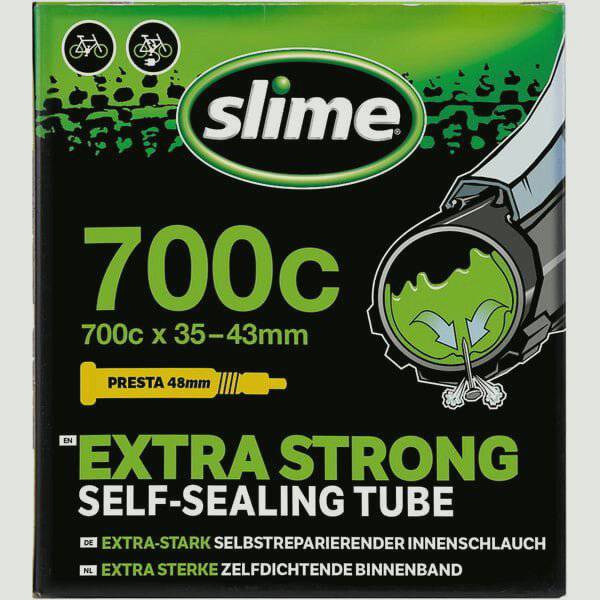 Slime Smart Tube 700x35-45c Presta valve inner tube with sealant for flat protection, bicycle component with valve and sealant visible