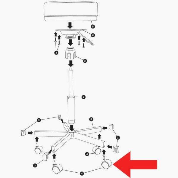 Park Tool 1913 replacement coaster wheel for STL-2 stand, durable workshop spare part with sturdy construction and smooth operation.