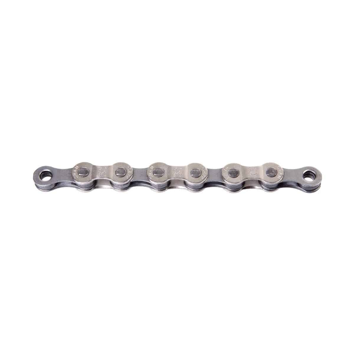 SRAM PC870 7/8-speed silver and grey bike chain with 114 links and Powerlink for efficient cycling performance