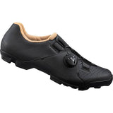 Shimano XC3 women's MTB cycling shoes with SPD cleats, black and gray off-road performance footwear for women.