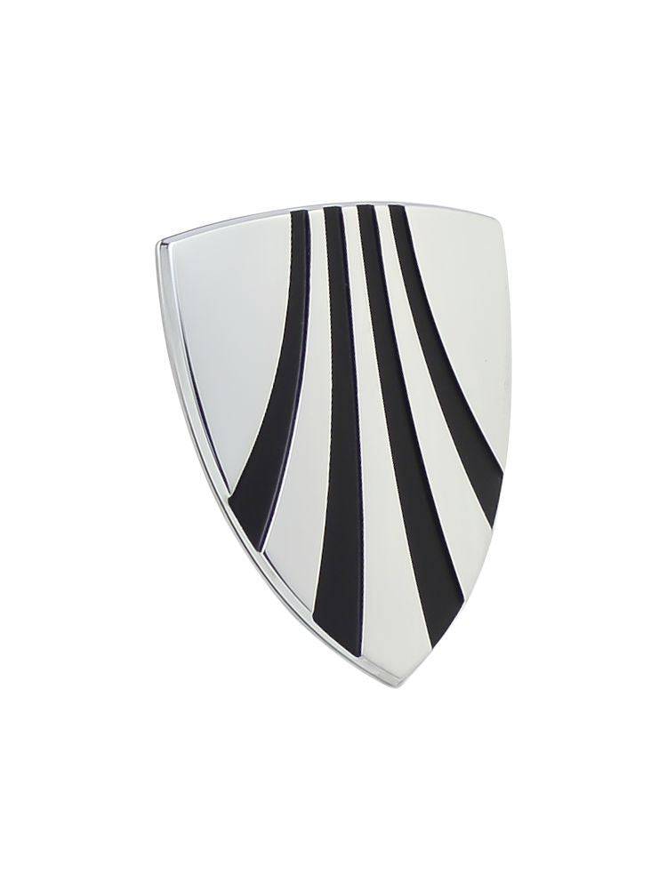 Trek headbadge replacement spare with adhesive, original frame accessory, showing a close-up of the badge ready for installation.