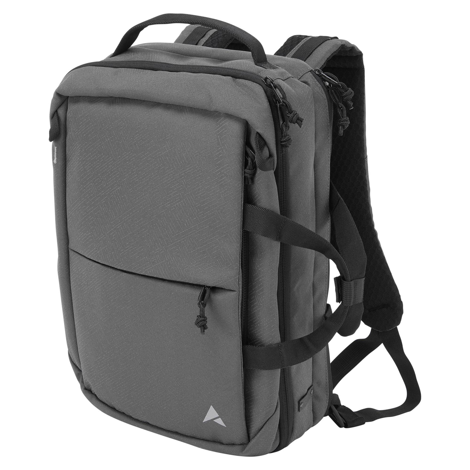 Altura Grid travel bag with laptop sleeve and convertible backpack briefcase, showing multiple compartments and adjustable straps.