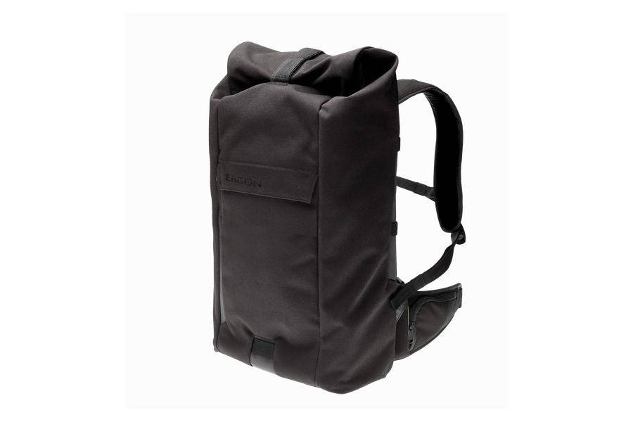 Black Ergon BC Urban backpack with ergonomic support and 21L capacity, featuring a laptop pouch and multiple accessory compartments.