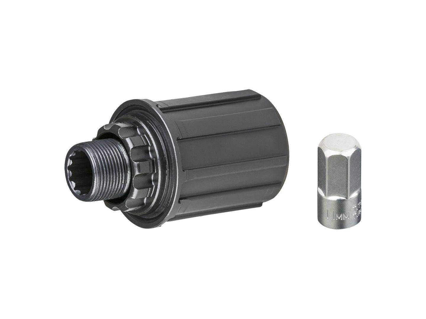 Black Bontrager TK-32 11-speed freehub body for 130mm OLD hubs, compatible replacement component for bicycle wheel hubs.