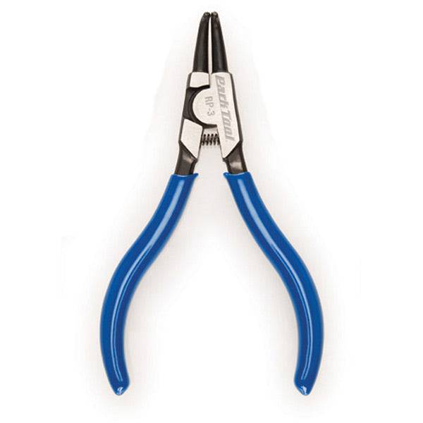 Park Tool RP-3 snap ring pliers with 1.3mm bent tips for removing external circlips on suspension and hydraulic systems.