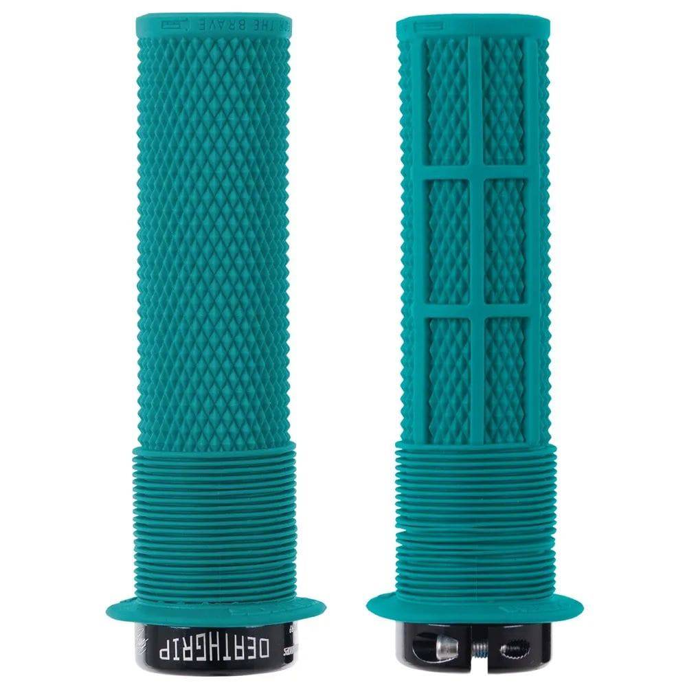 DMR Bikes Brendog Deathgrip flange mountain bike handlebar grips with textured rubber for enhanced grip and control.
