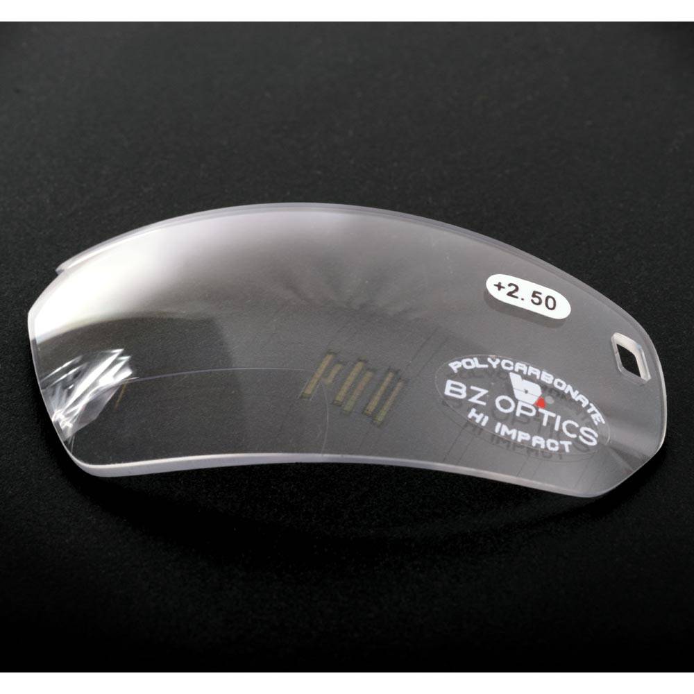 Pair of BZ Optics cycling sunglasses replacement lenses in black, designed for BZ Optics cycling sunglasses accessories.