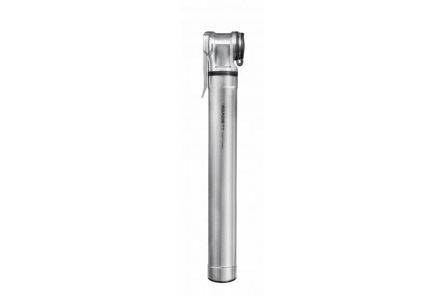 Topeak Roadie TT Compact Hand Pump for road bike tires, featuring twin turbo inflation technology and durable accessories.
