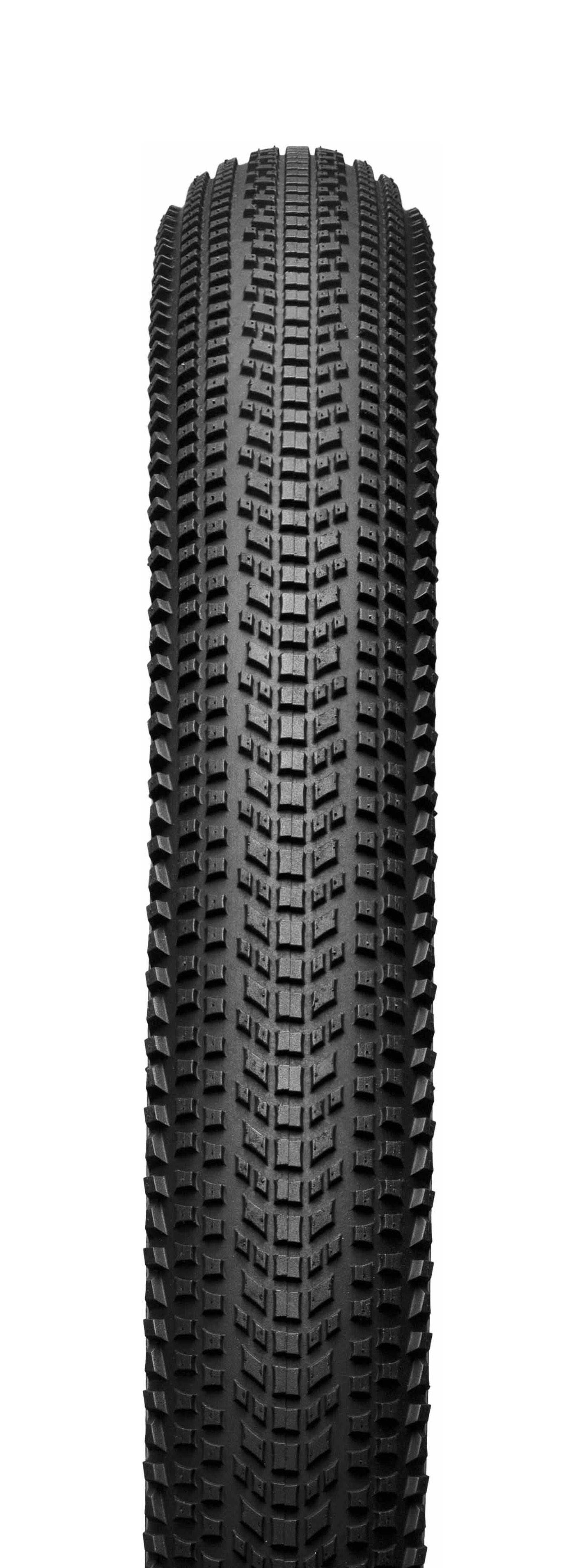Hutchinson Touareg FR gravel tyre 700x50 with tan wall, tubeless-ready, shown mounted on a bicycle wheel.