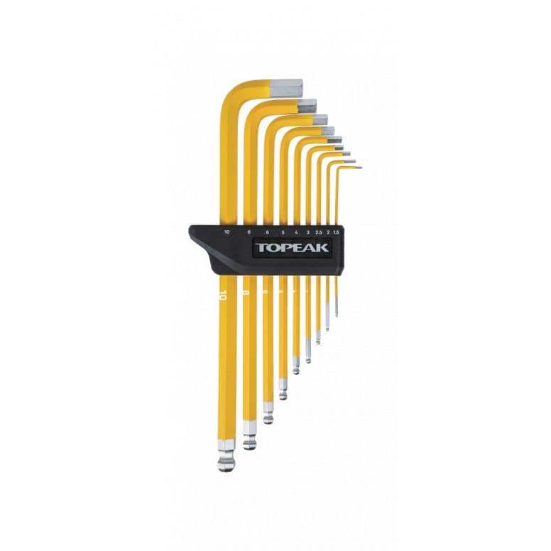 Topeak Duohex Wrench Set DX Team Issue yellow, professional bike hex tool set with multiple hex wrenches for bike repairs.
