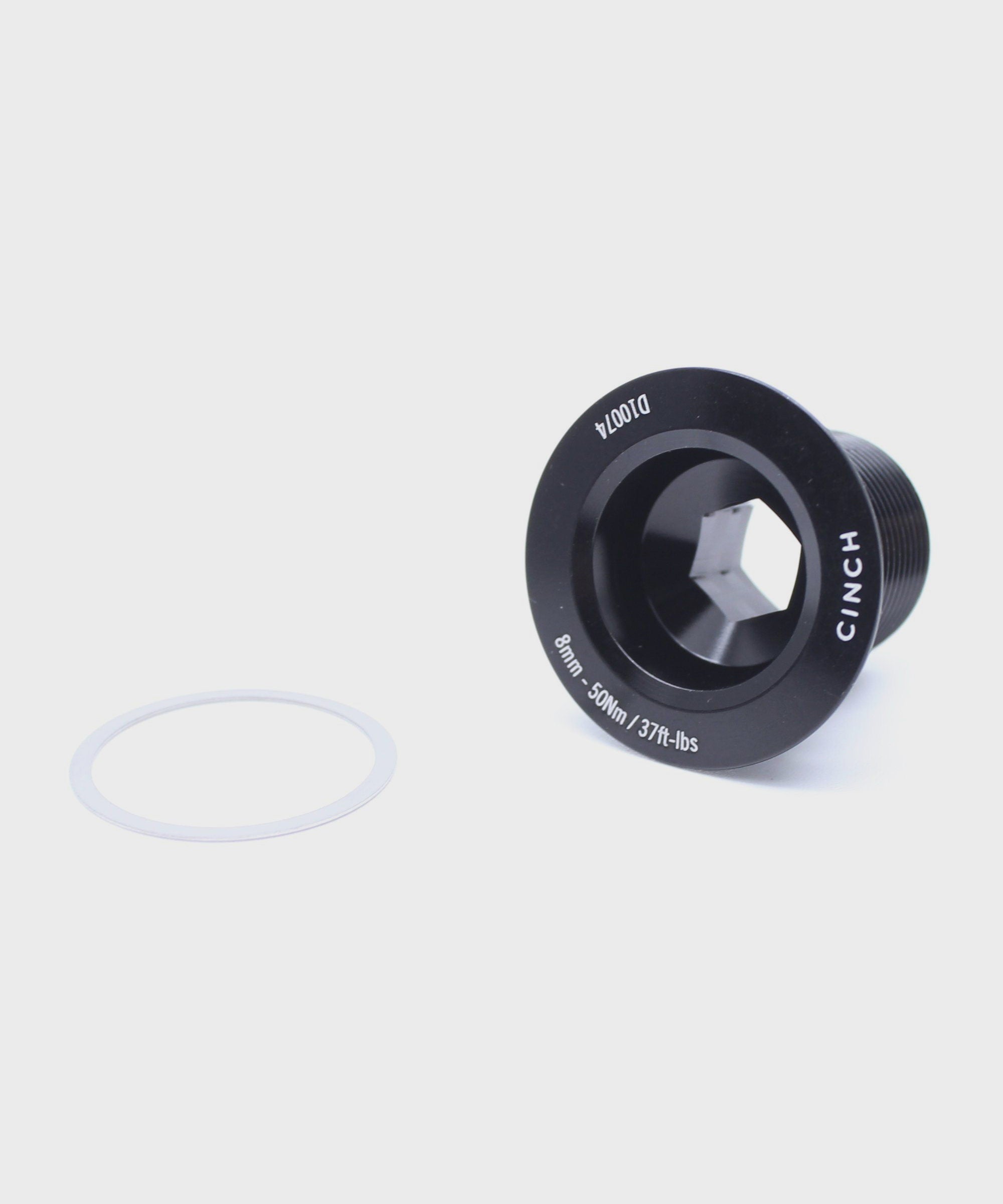 Race Face Cinch NDS M18 bolt and washer for 30mm axle cranksets, compatible with Next SL, SixC, Turbine, Atlas components