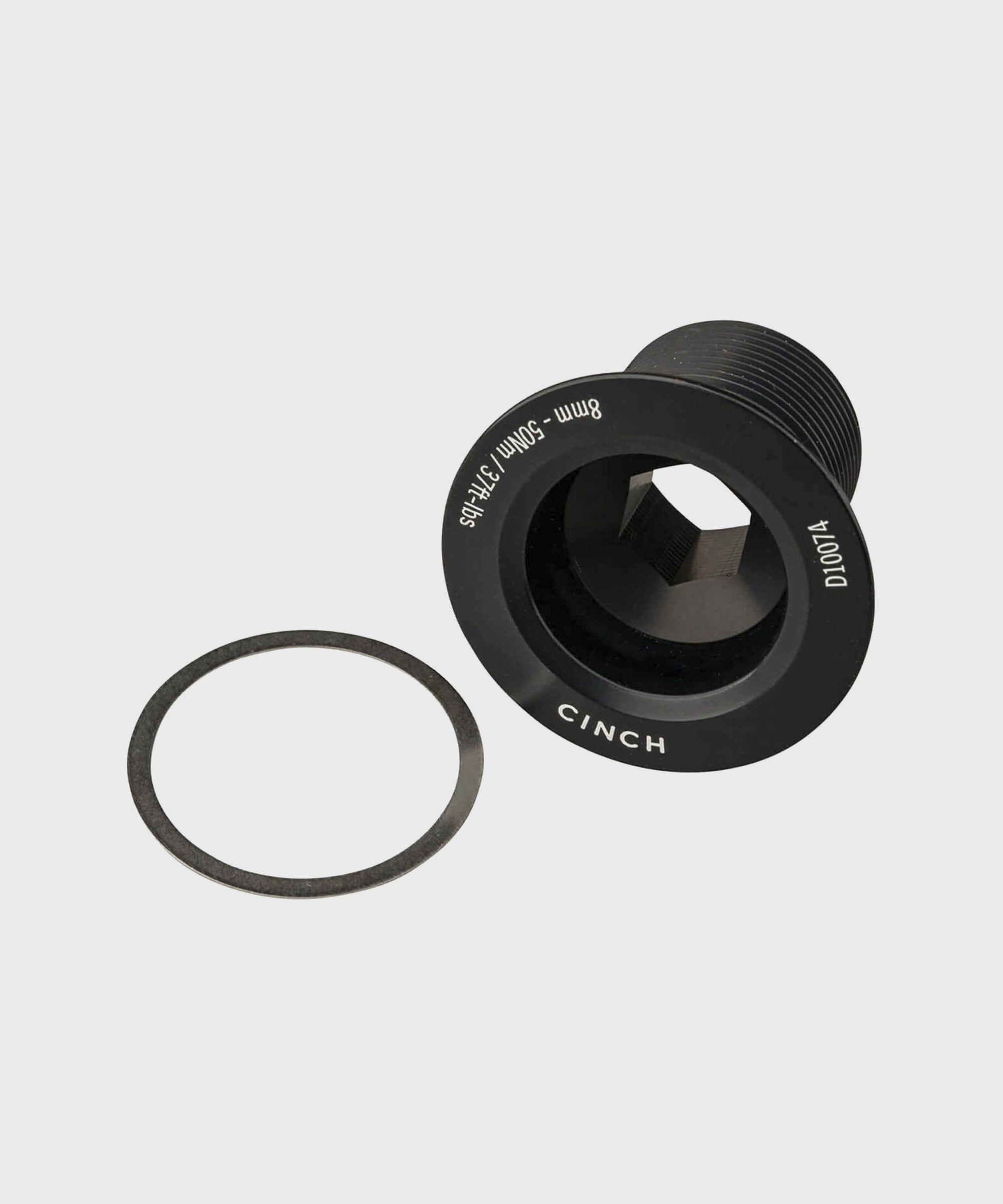 Race Face Cinch NDS M18 bolt and washer for 30mm axle cranksets, compatible with Next SL, SixC, Turbine, Atlas bike components