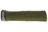 Ergon GE1 Evo Moss cycling grips finishing kit with ergonomic design for comfort and control, shown in close-up.