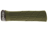 Ergon GE1 Evo Moss cycling grips finishing kit with ergonomic design for comfort and control on bike handlebars.