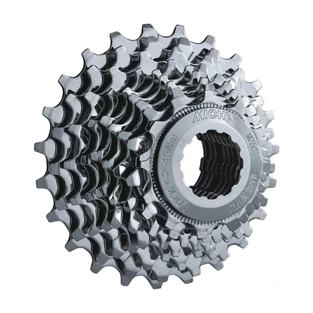 Miche Primato 9x Shimano bike cassette, 9-speed compatible gear component with metal sprockets for smooth shifting.