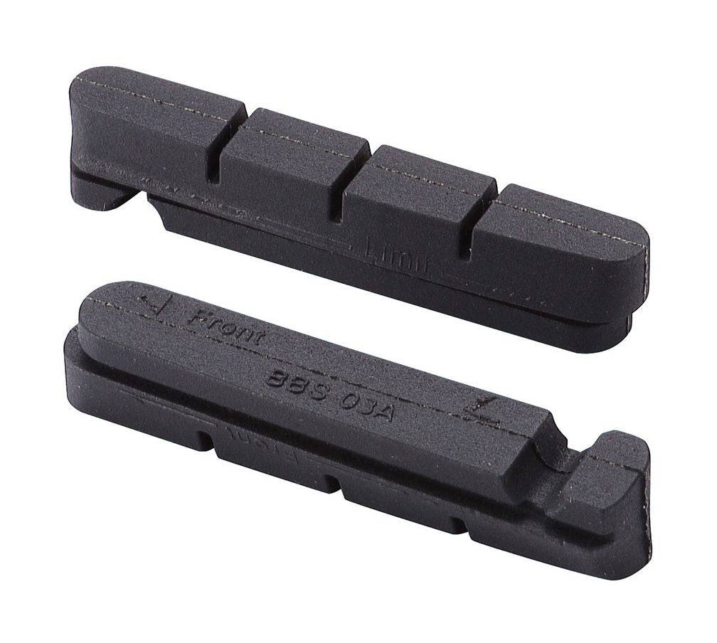 Pair of BBB Roadstop Shimano BBS-03A cartridge brake pads for bicycle disc brakes, shown in the image.