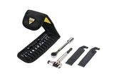 Topeak Ratchet Rocket Lite DX+ bike multi-tool in black with chain tool and tire levers, suitable for bike workshop repairs