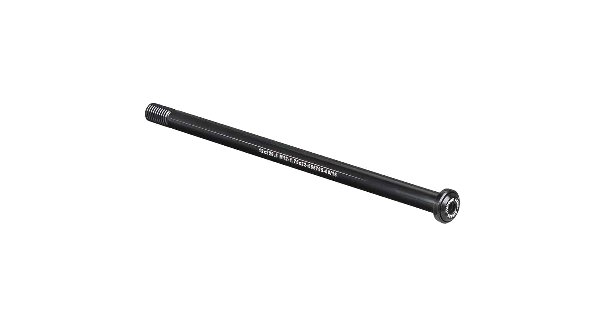 Black Bontrager Switch Lever Rear Thru-Axle, 229.5mm, for rear bike wheels, component part for bike maintenance.