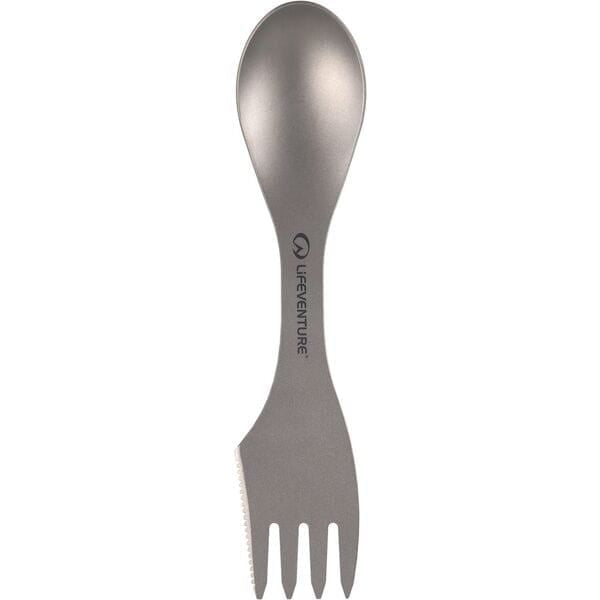 Lifeventure Superlight Titanium Spork, durable outdoor travel utensil with a sleek titanium design, ideal for camping and hiking.