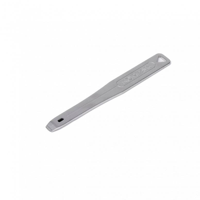 Topeak Fix Station Steel Bicycle Tire Lever in silver, a durable workshop tool for repairing and removing bicycle tires.