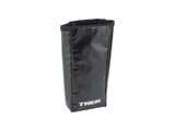 Trek waterproof black bike rack pannier bag with buckle closure, compact 0.8L accessory for cycling storage.