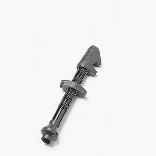 Black DT Swiss lightweight aluminum tubeless valve for 26-35mm deep rims, designed for bike wheel components.