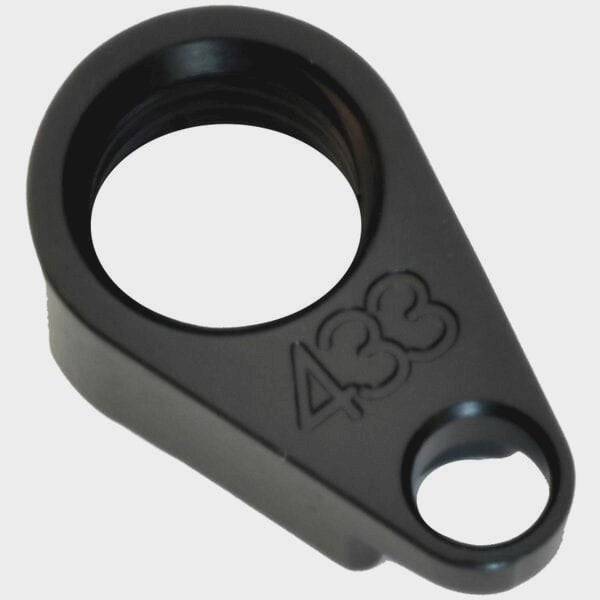 Wheels Manufacturing replaceable derailleur hanger 433-03 with 19mm black bolt on bike dropout, component for bike maintenance
