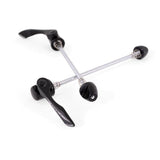 Halo Road Race quick release skewers with alloy handles and chrome-plated shafts for bicycle wheel security.