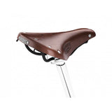 Brooks B17 Short Ladies bike saddle with ergonomic design, steel rails, and a comfortable, vintage-style leather cover for women cyclists.
